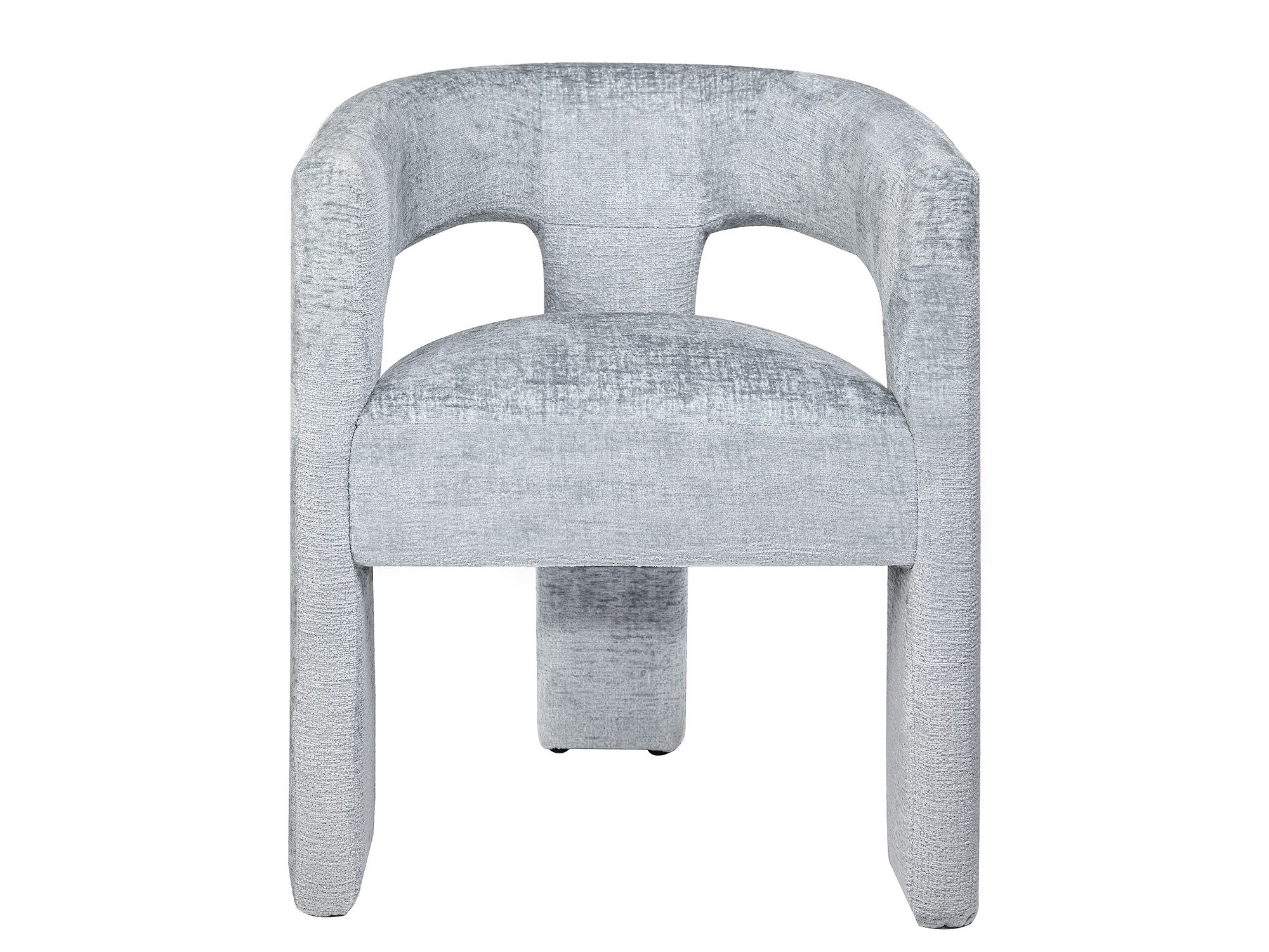 Szare krzesło tapicerowane boucle z grubym siedziskiem