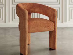 Miniatura 2 - Ceglasty křeslo čalouněný bouclé z niskim opěradlem a grubym sedákem