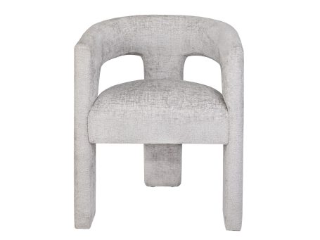 Jasnoszare krzesło boucle z tapicerką i pełnym oparciem