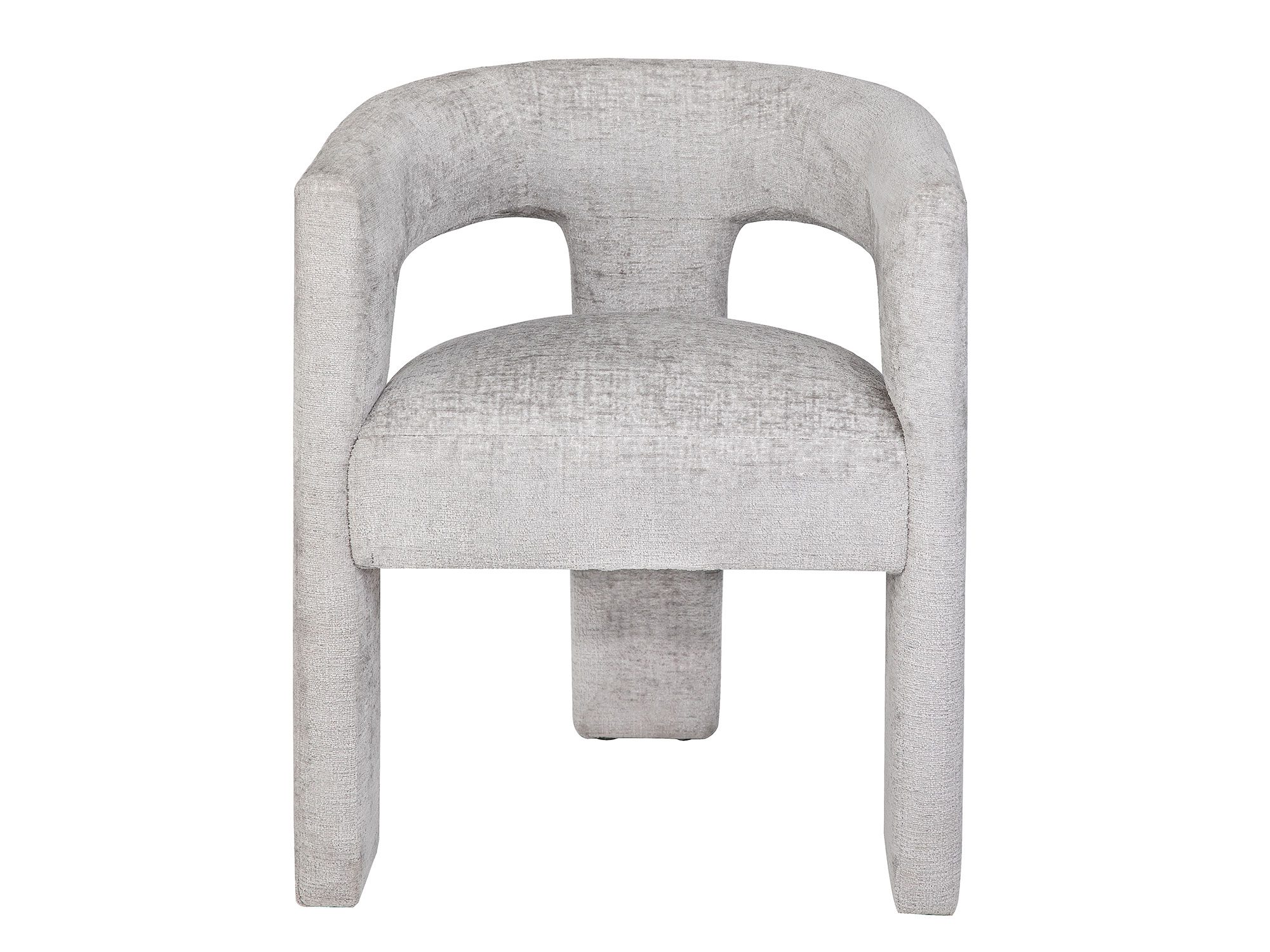 Jasnoszare krzesło boucle z tapicerką i pełnym oparciem