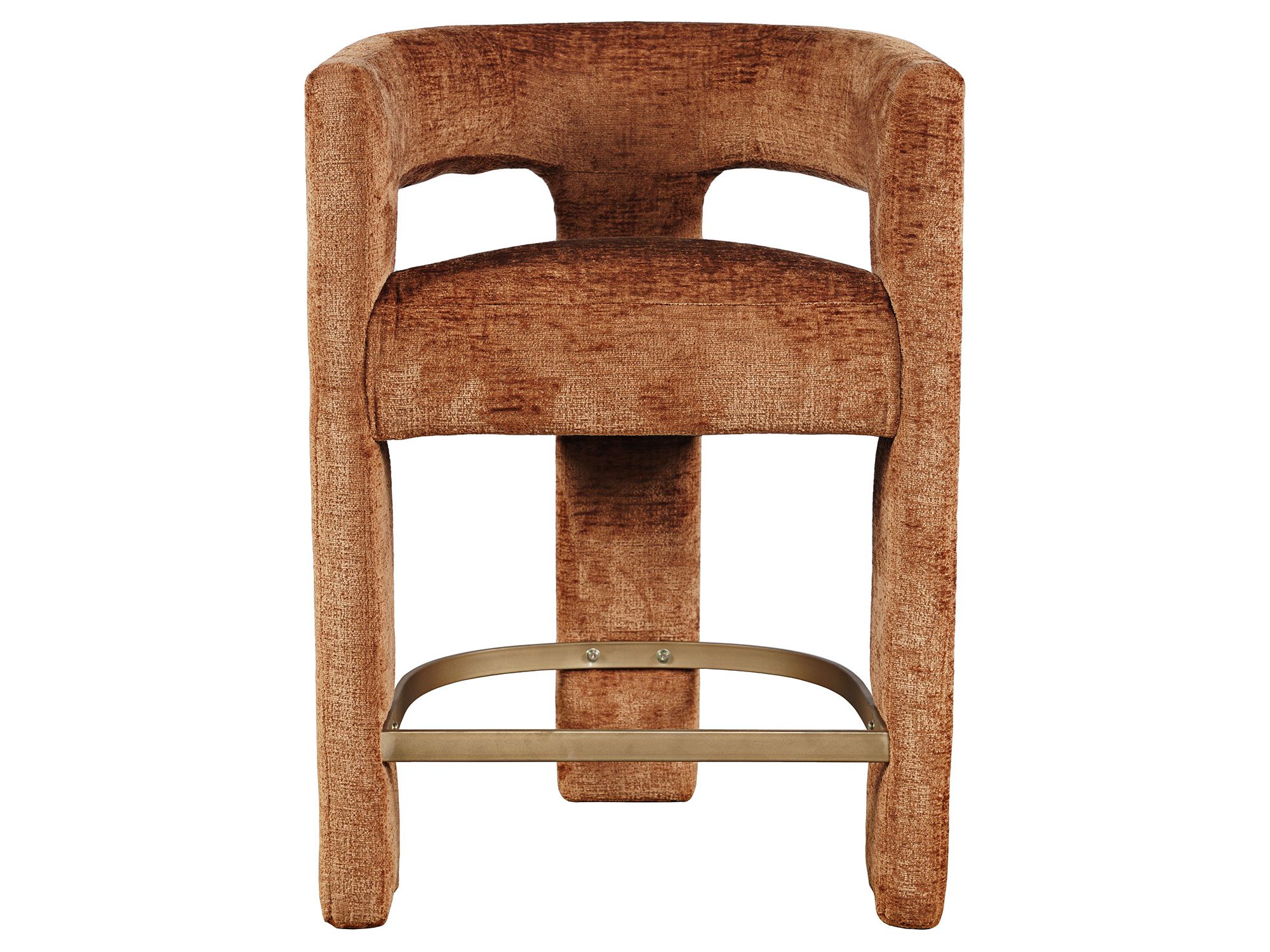 Krzesło z tkaniny boucle w odcieniu ceglastym z metalowym wspornikiem Krzesło z tkaniny boucle w odcieniu ceglastym z metalowym wspornikiem