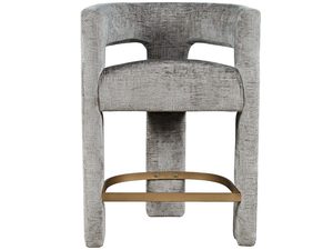Miniatúra 4 - Designerské barové kreslo boucle v sivej farbe s podnožou
