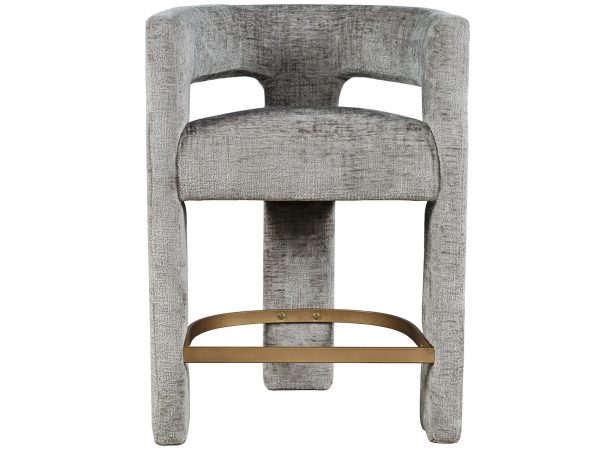 Designové židle barowe bouclé v szarosciach s podnožkou