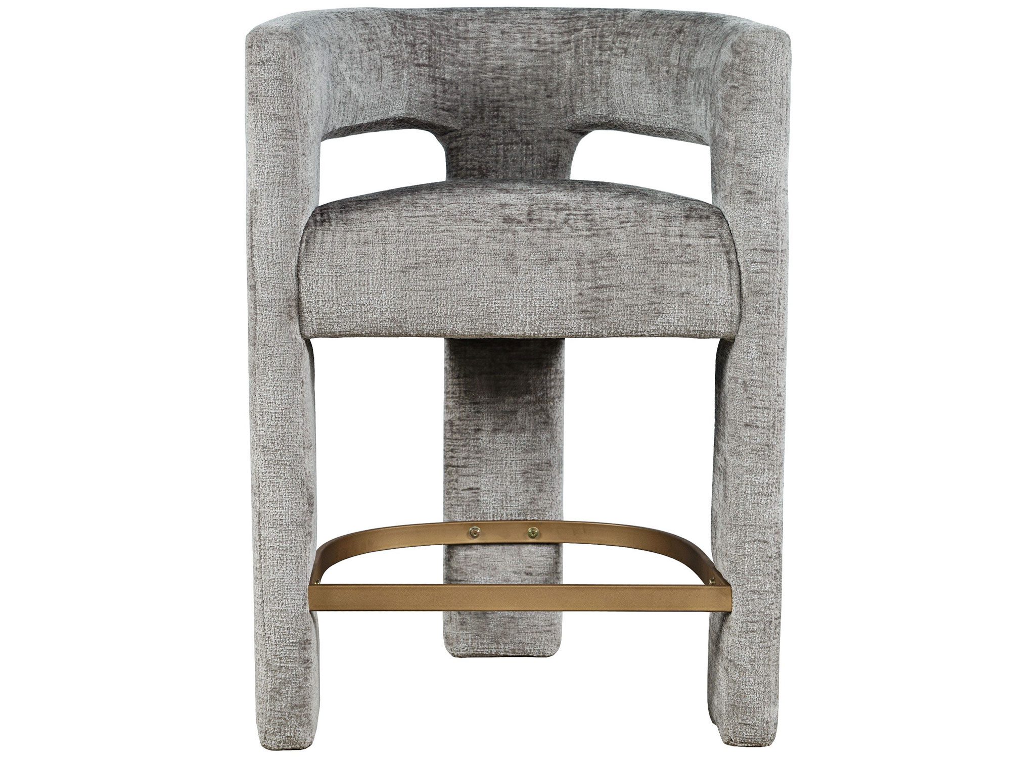 Designerskie krzesło barowe boucle w szarościach z podnóżkiem Designerskie krzesło barowe boucle w szarościach z podnóżkiem