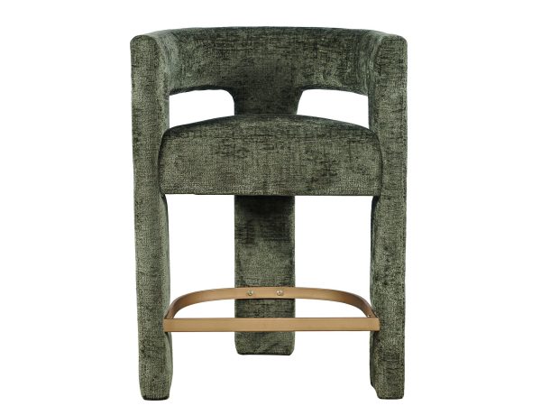 Designové židle barowe bouclé v barvě butelkowej zieleni