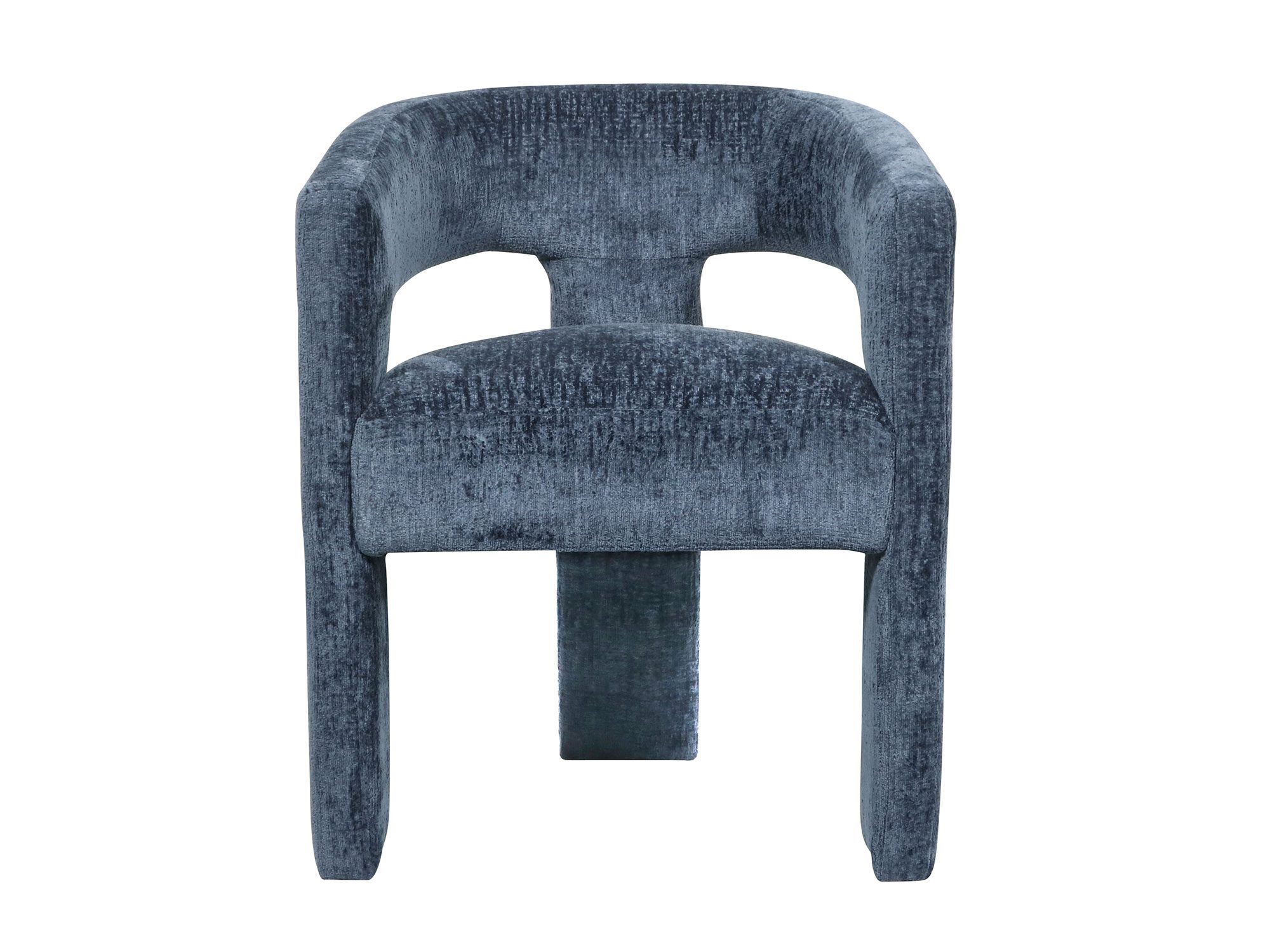 Krzesło boucle w kolorze granatowym z geometrycznym siedziskiem