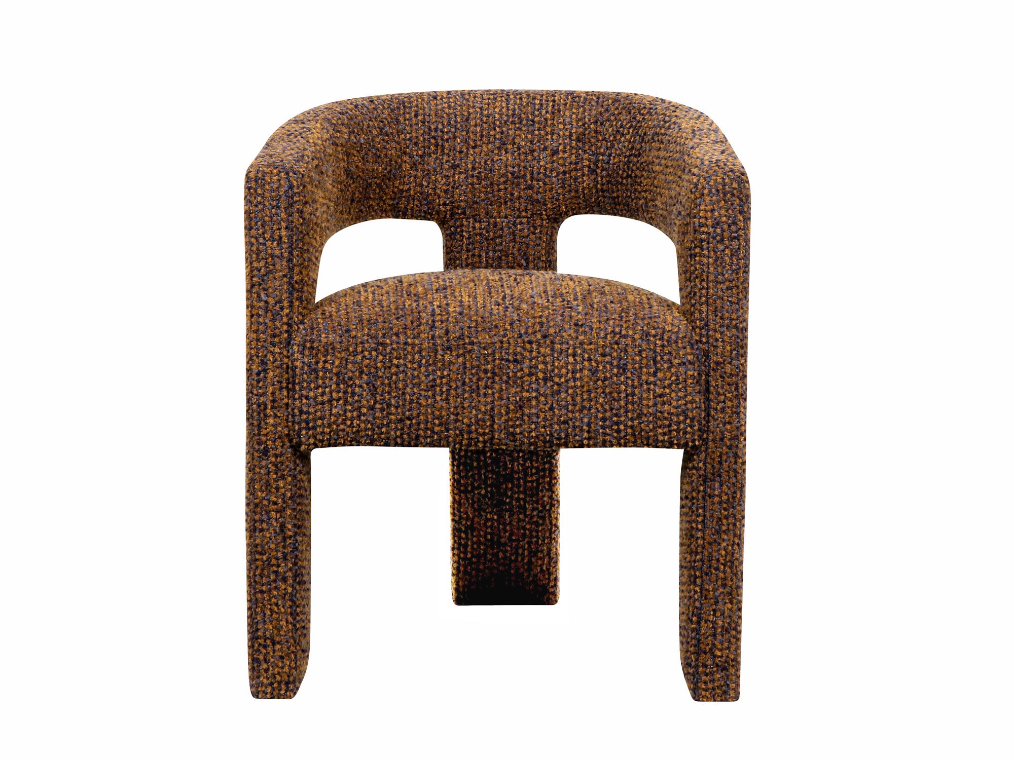 Brązowe krzesło boucle w stylu modern z wysokim oparciem