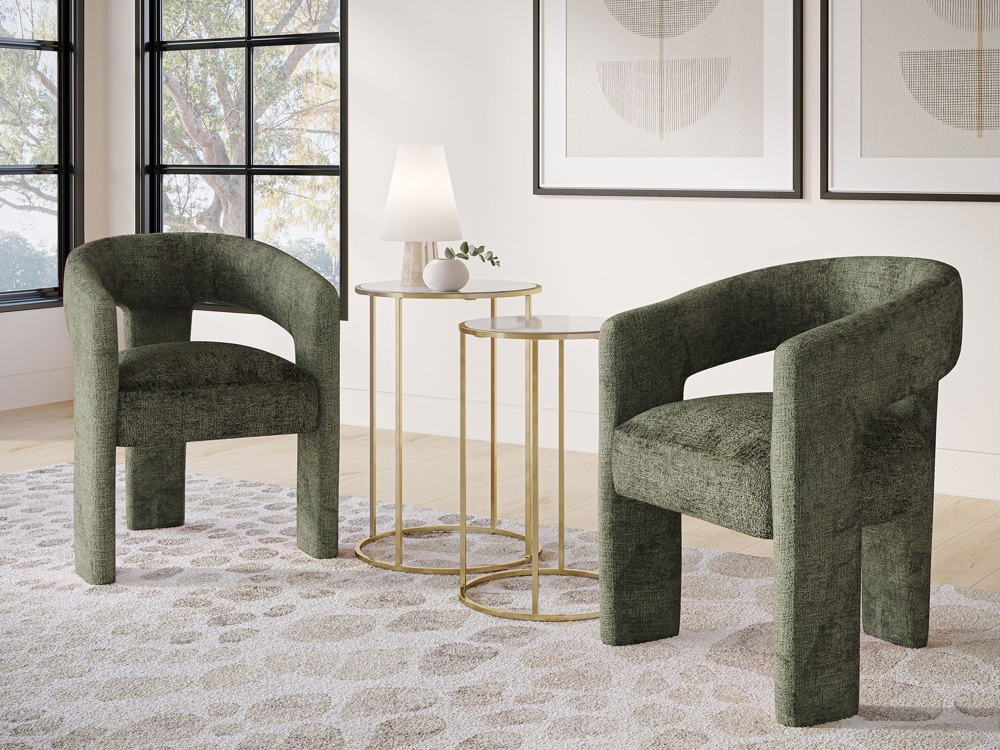 Krzesła w kolorze zieleni butelkowej w nowoczesnej aranżacji jadalni