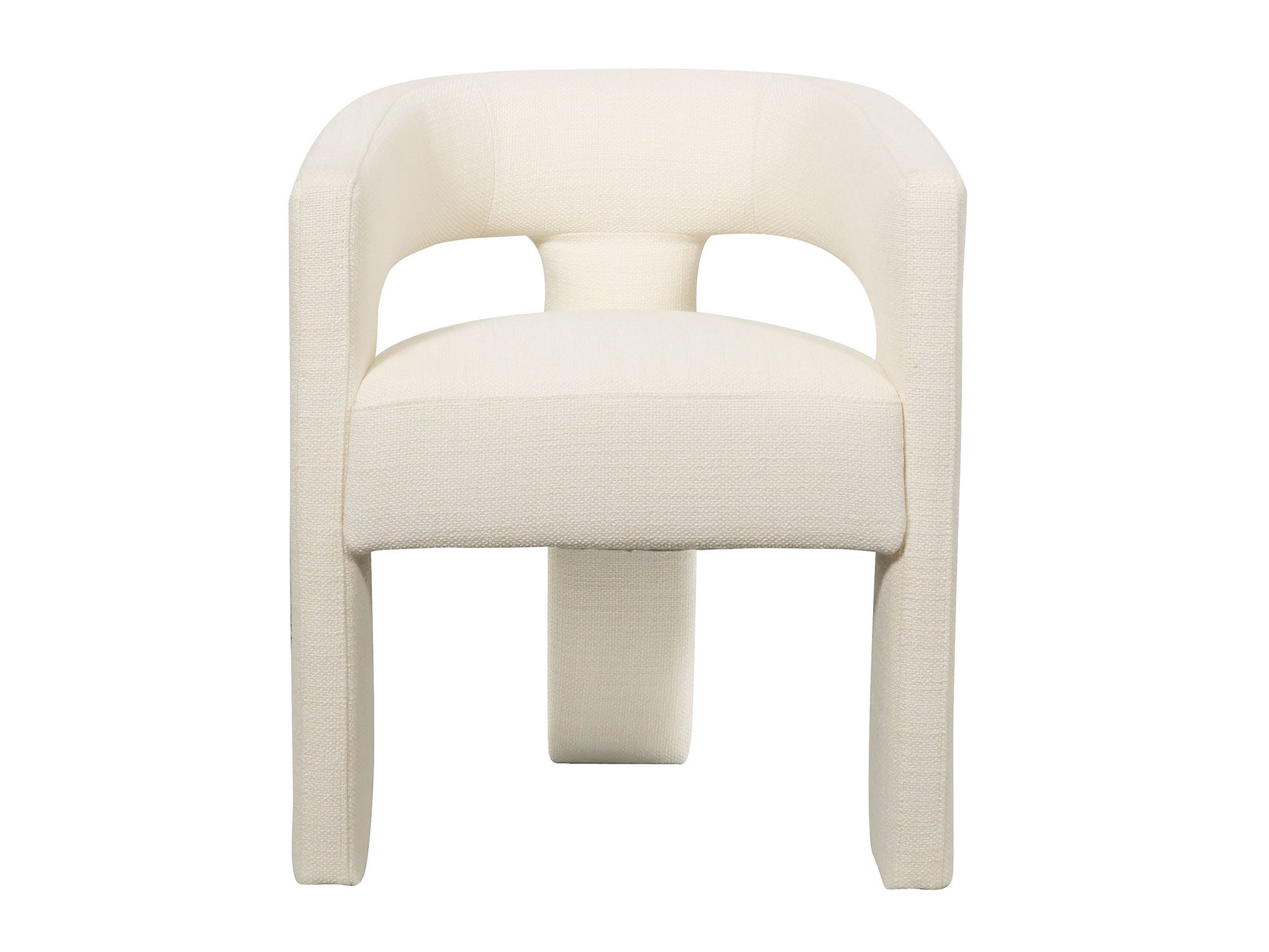 Białe krzesło tapicerowane boucle z łukowatym oparciem