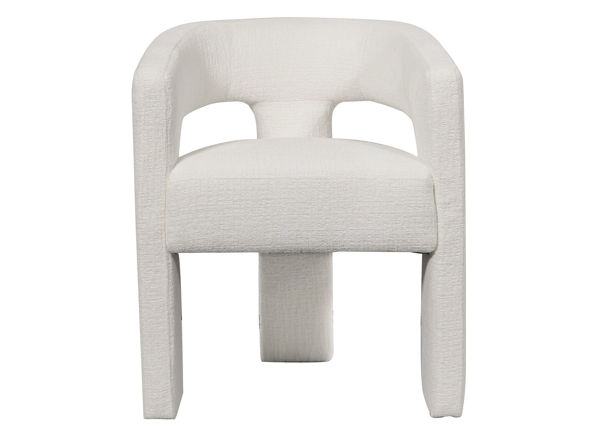 Okrągłe krzesło boucle w kolorze białym z grubym siedziskiem