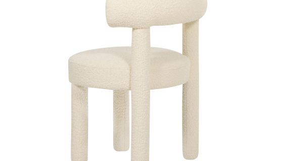 Miniaturka 3 - Krzesło tapicerowane kremowe z widokiem bocznym