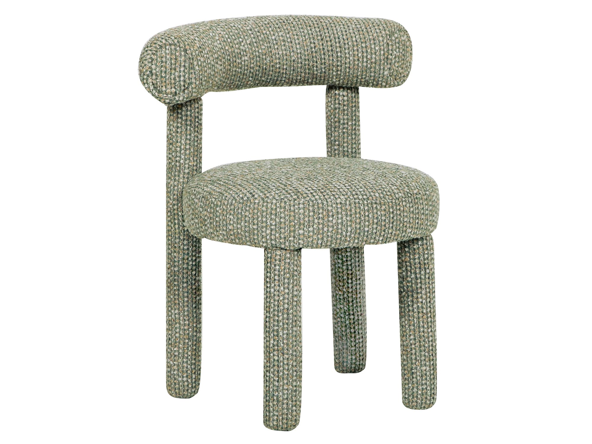 Krzesło tapicerowane jasnozielone, widok na trzy nogi Krzesło tapicerowane jasnozielone, widok na trzy nogi