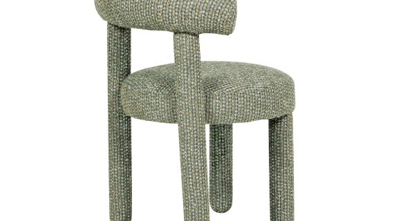 Miniaturka 3 - Krzesło tapicerowane w jasnozielonym kolorze z oparciem walcowatym