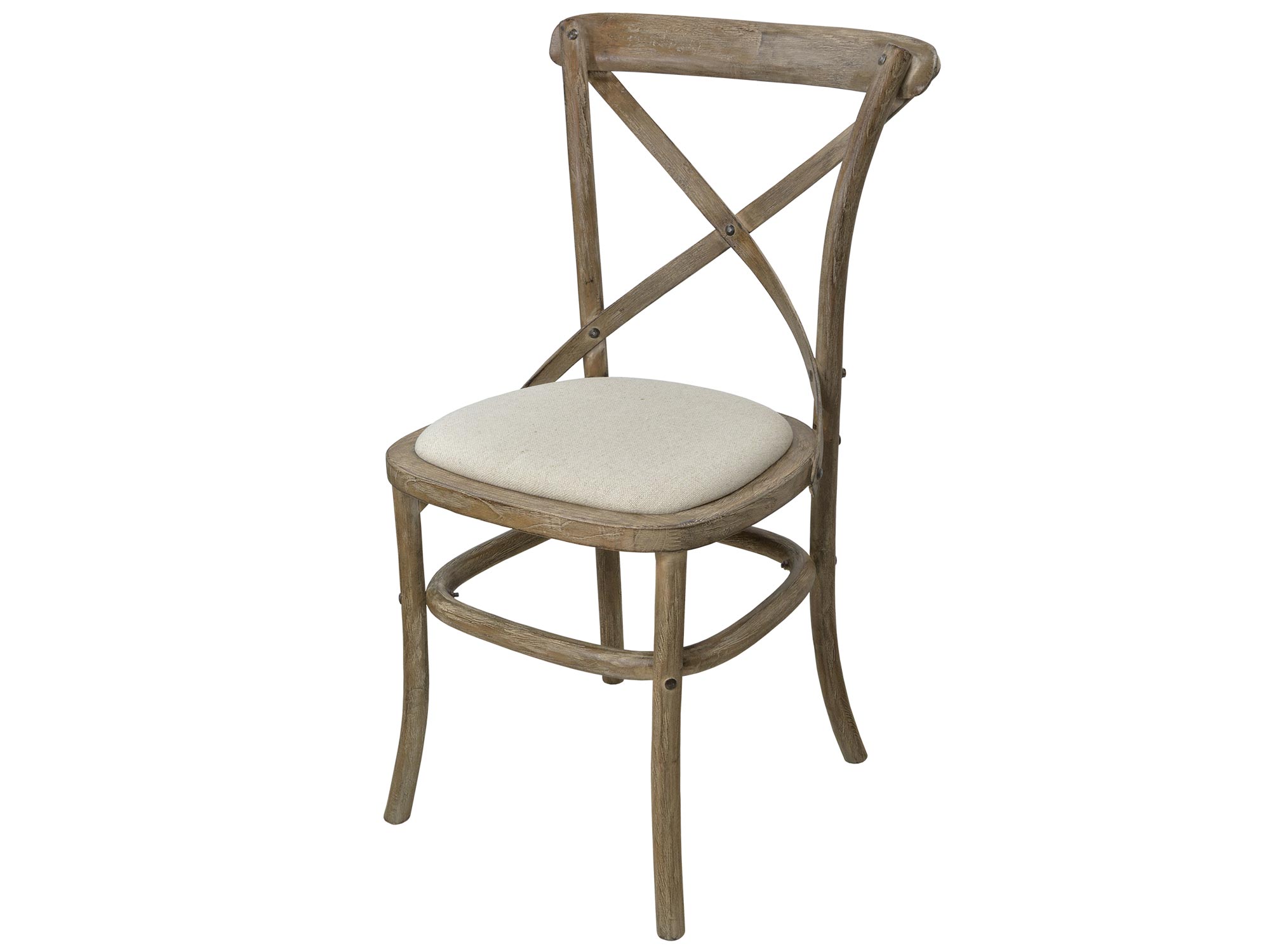 Drewniane krzesło z tapicerowanym siedziskiem w stylu rustykalnym kolor naturalny