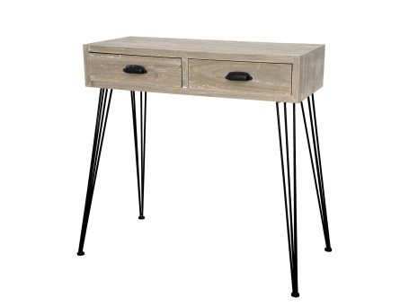 Drewniana konsola z metalowymi nogami w stylu industrialnym kolor naturalny