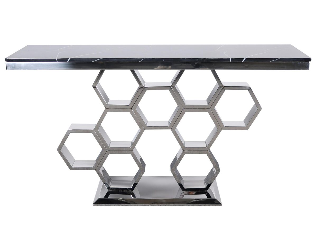 Konsole schwarze Marmoroptik Chrom VIRTUS