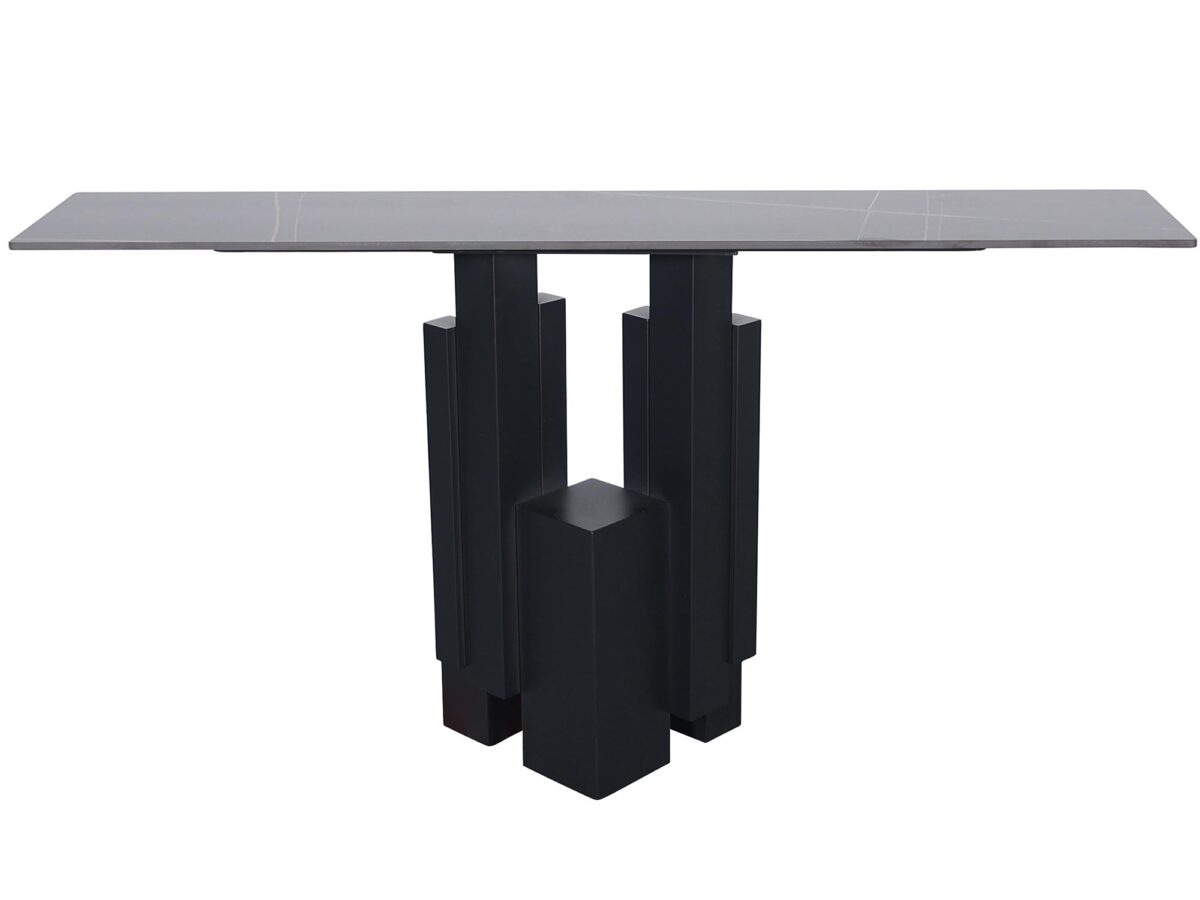 Elegante Konsole schwarze Marmoroptik Stahl VIRTUS