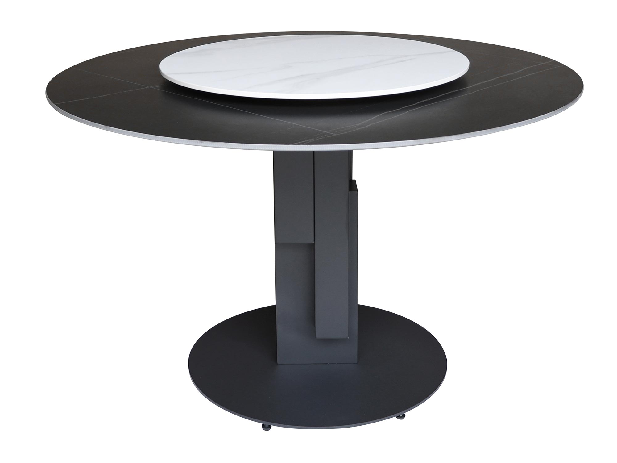 esignerski stół z czarnym blatem i nowoczesną podstawą