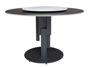 Miniatura 1 - Černý stůl s mramorovým deskou a masivní kulatou nohou