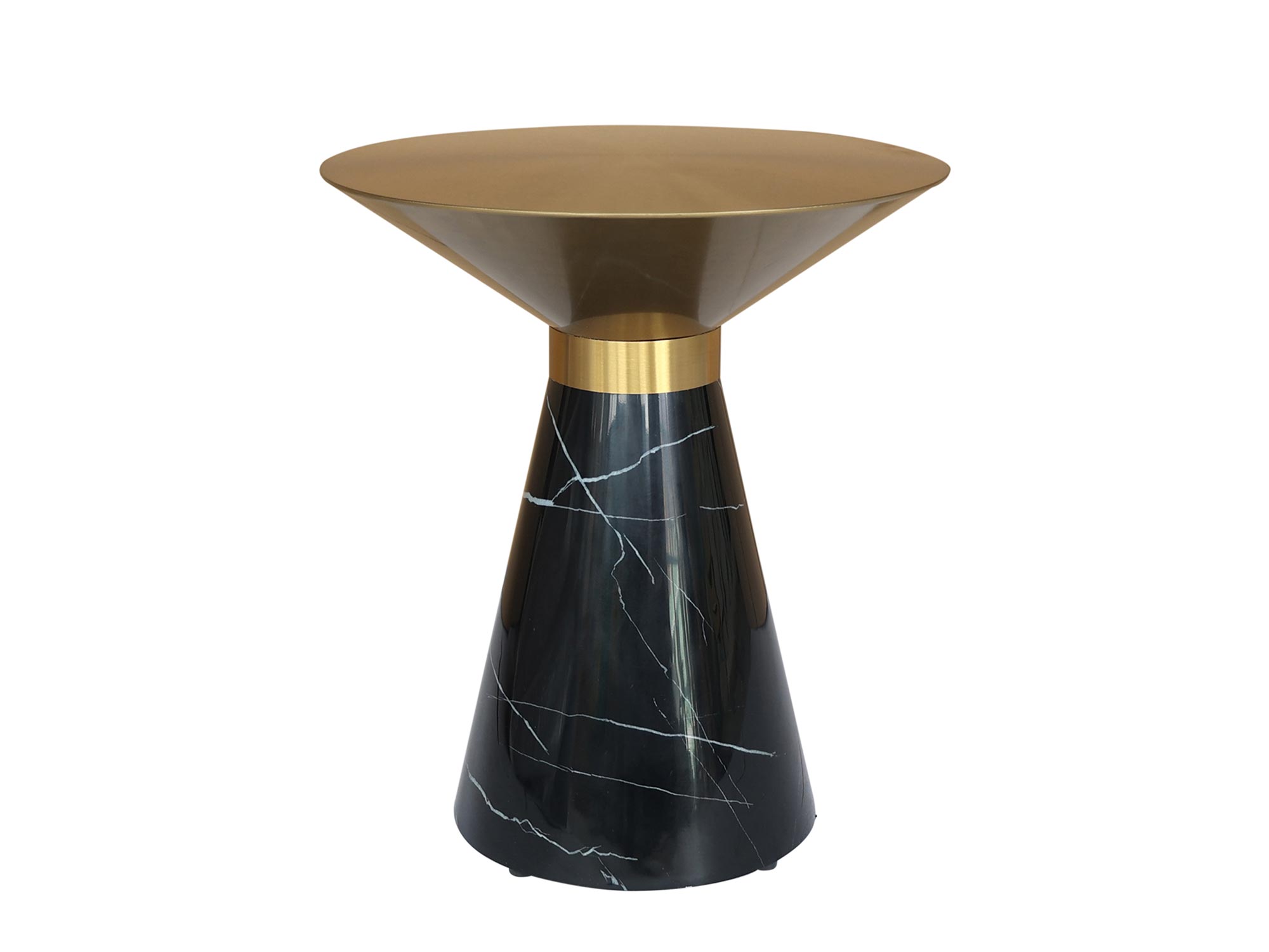 Czarny okrągły stół z marmurowym blatem w stylu glamou Czarny okrągły stół z marmurowym blatem w stylu glamou