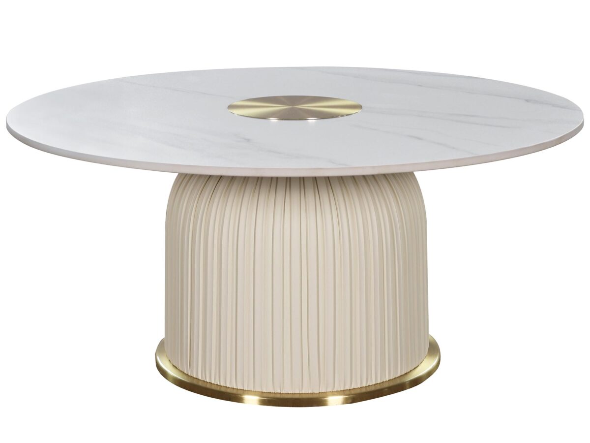 Runder Couchtisch Marmoroptik mit Kunstleder VIRTUS