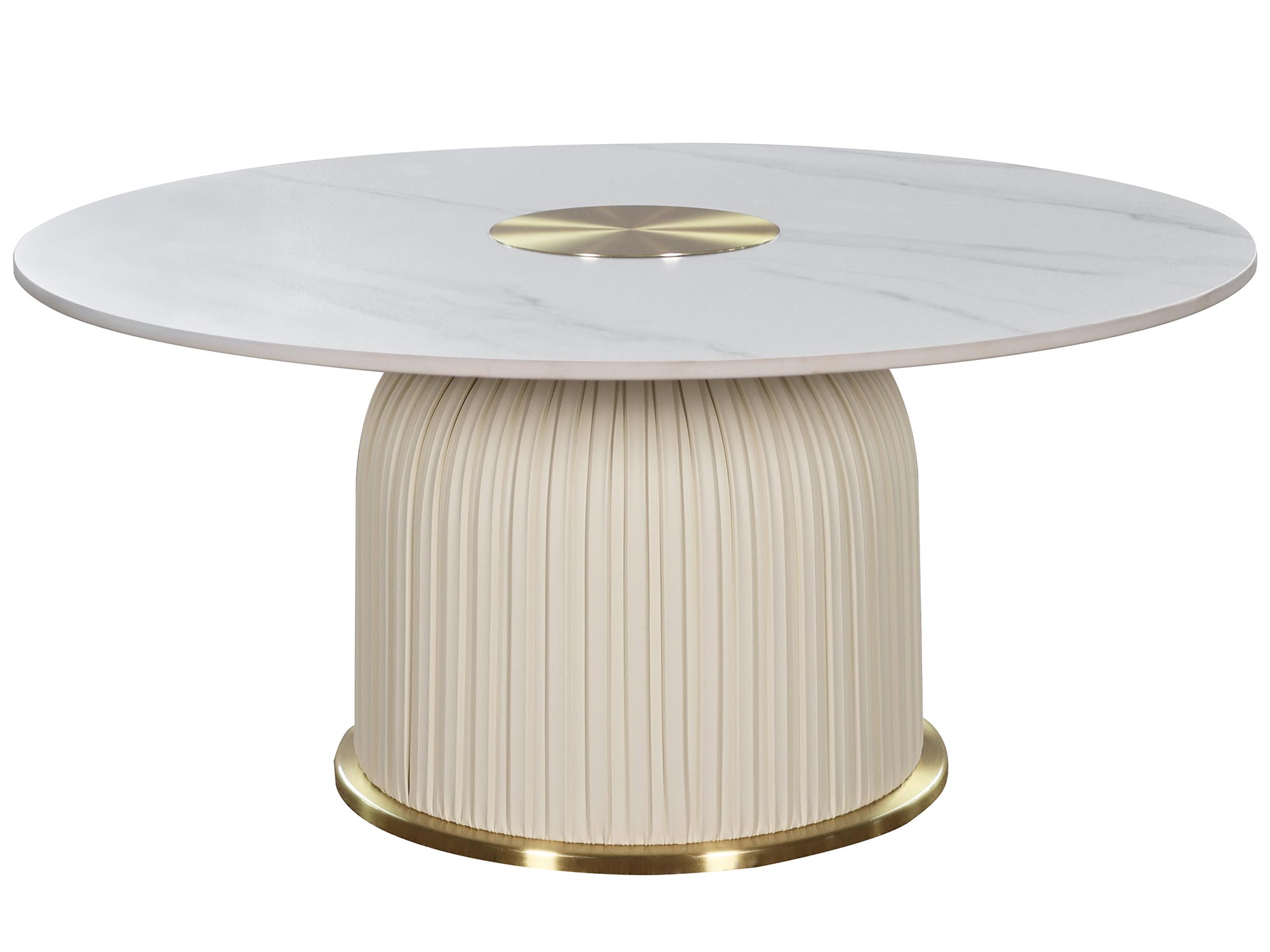 Luksusowy stolik z marmurowym blatem i ryflowaną nogą