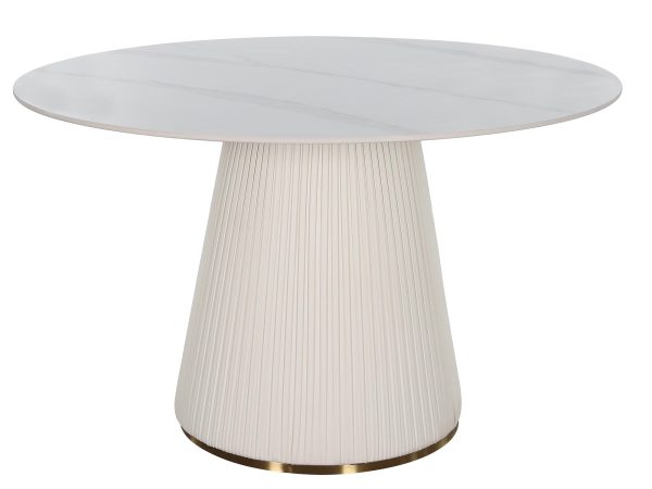 Stůl kulatý s bílým marmurowym deskou a elegantní základnou