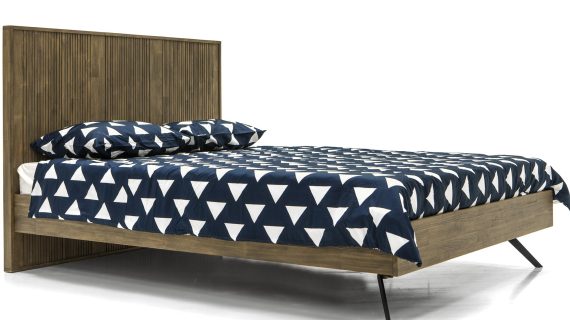 Miniaturka 4 - Skandynawskie łóżko z drewna akacjowego z niskim zagłówkiem