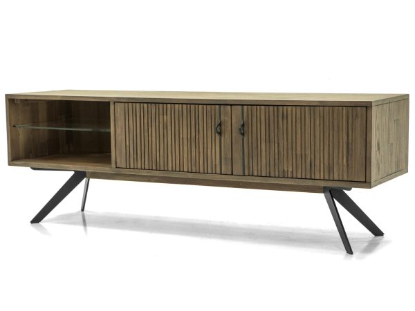 Moderní TV skříňka ze dřeva akacjowego do obývacího pokoje ve stylu skandynawskim