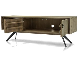 Miniatura 1 - Dřevěná TV skříňka z lamelami a kovovými nohami ve stylu loftovém