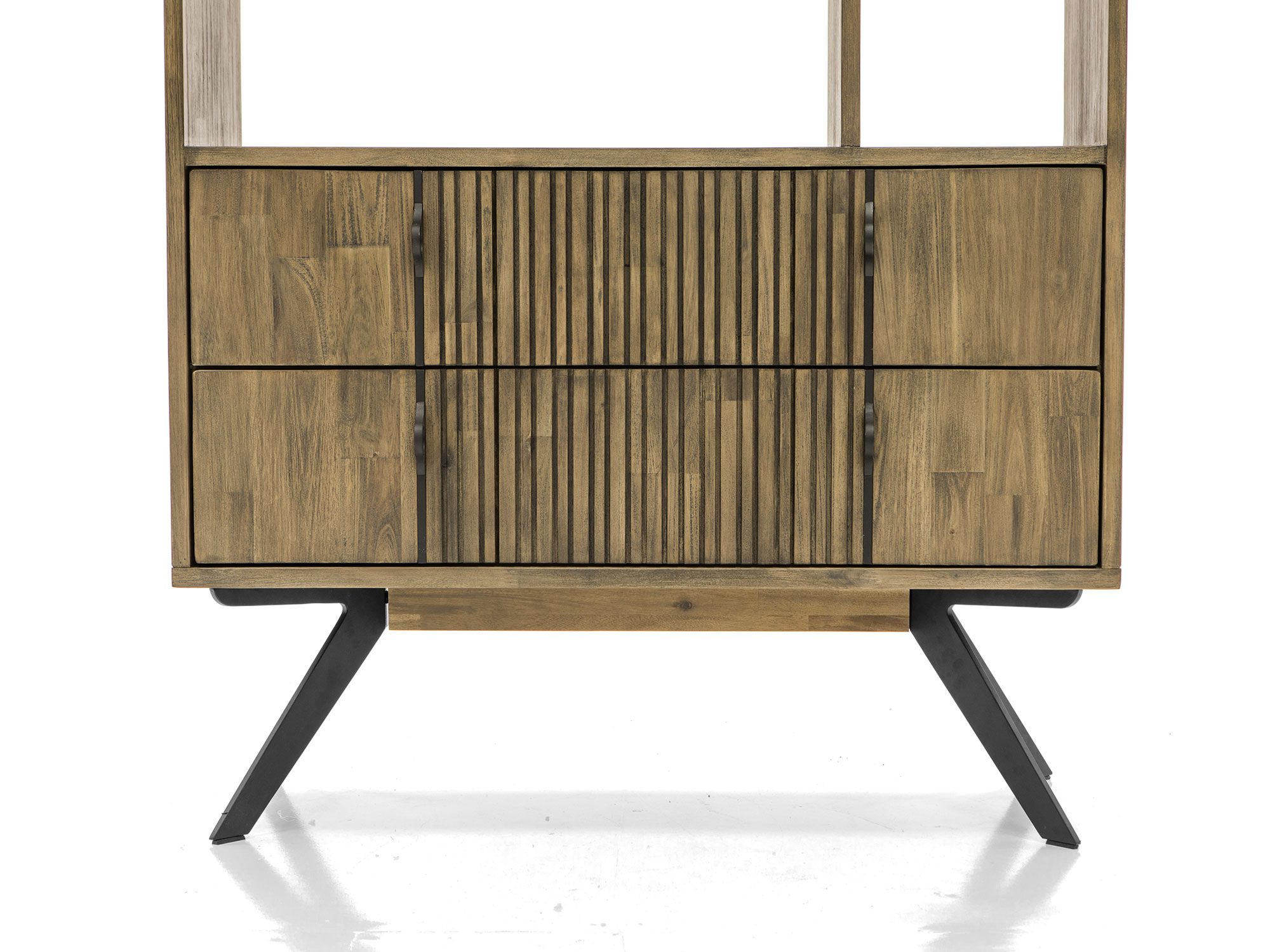 Nowoczesny drewniany regał akacjowy z szufladami