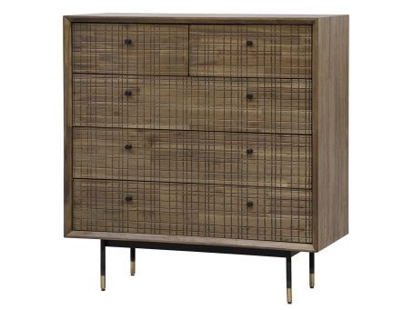 Komoda retro z szufladami i złotymi detalami do nowoczesnej sypialni