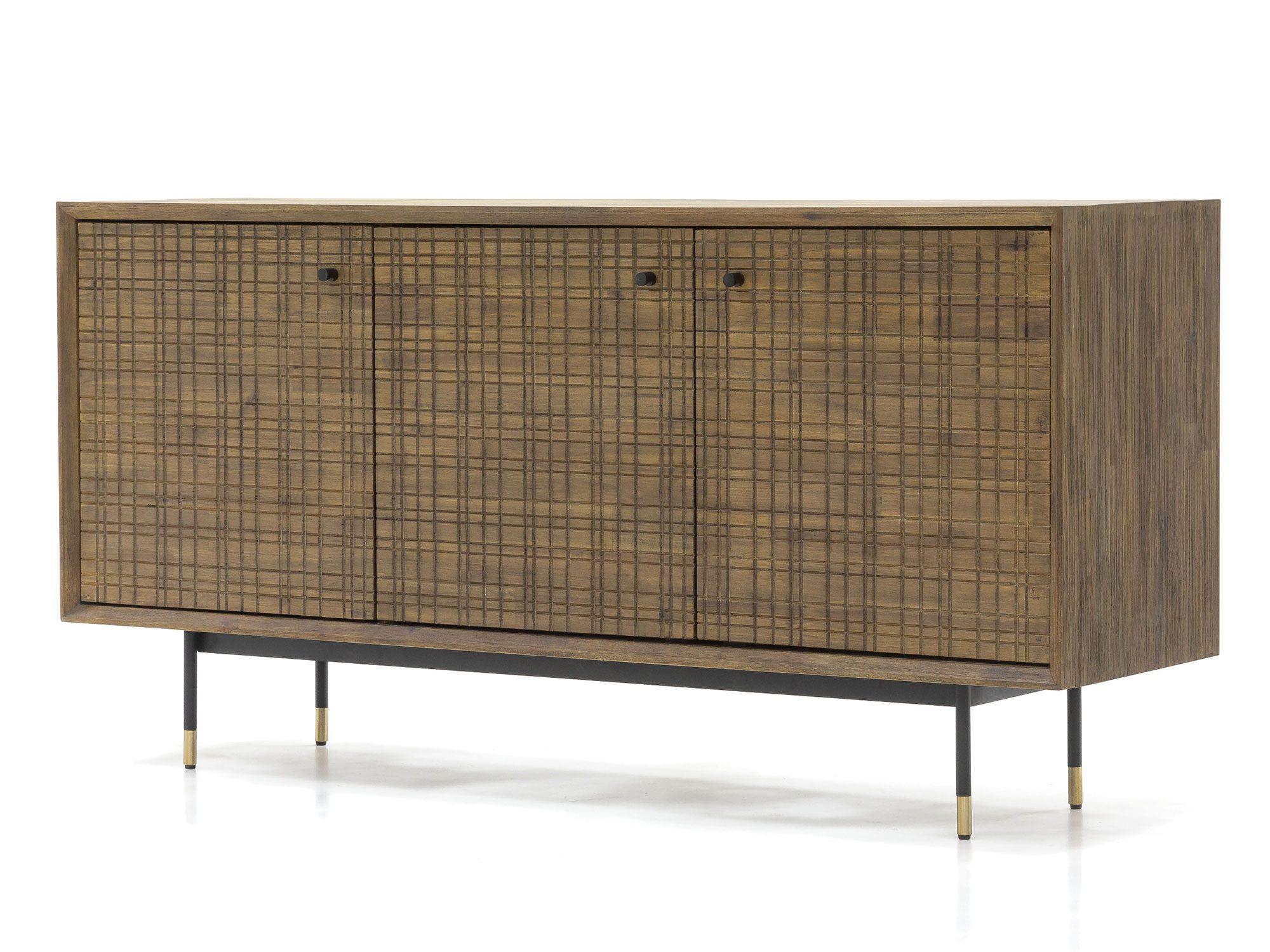 Komoda z drewna akacji z czarnymi detalami do wnętrz industrialnych