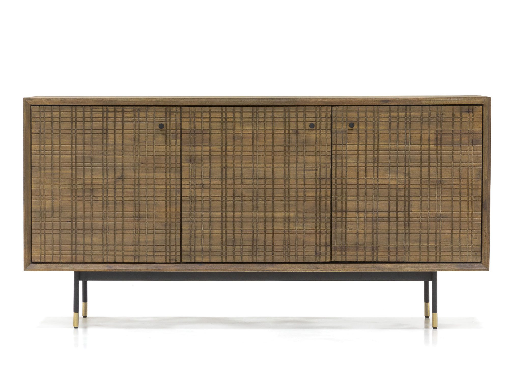 Akacjowa drewniana komoda z trzema przegrodami i drewnianym korpusem