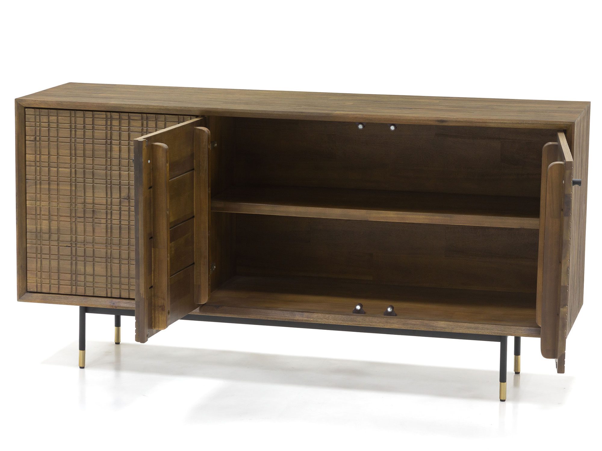 Komoda retro z szczotkowanego drewna akacji