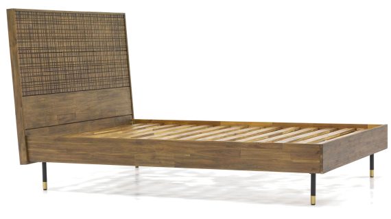 Miniaturka 1 - Łóżko z drewna akacji z zagłówkiem