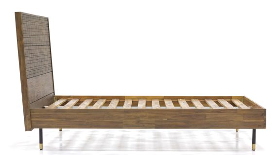 Miniaturka 2 - Drewniane łóżko ze stylowymi nóżkami w kolorze złoto-czarnym