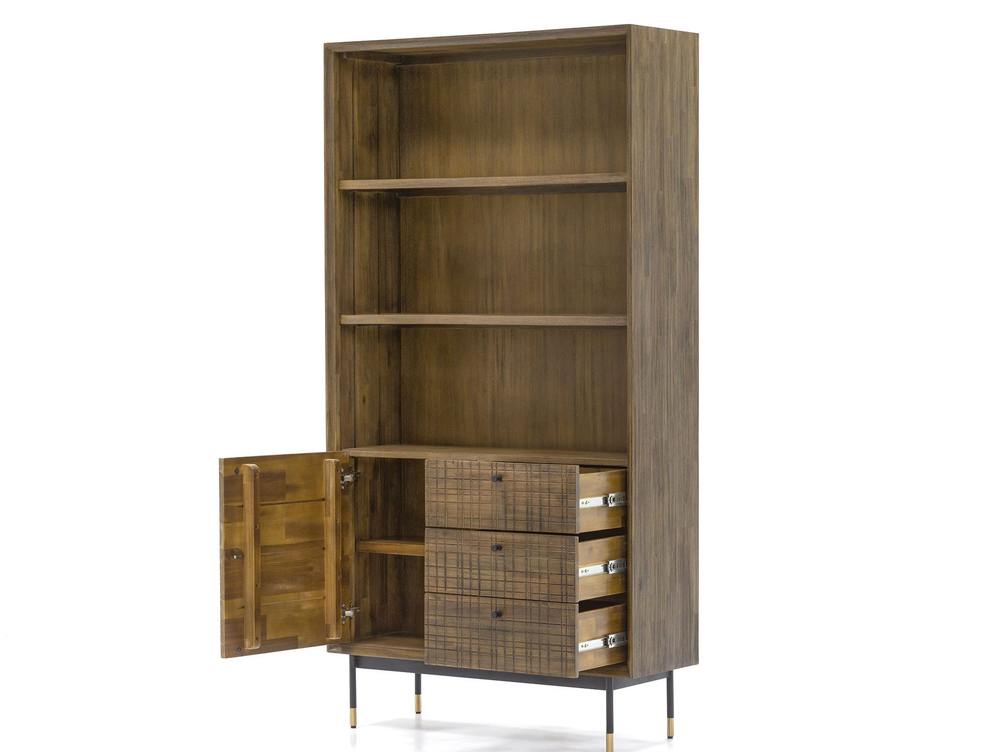 Wysoki regał industrialny z szufladami