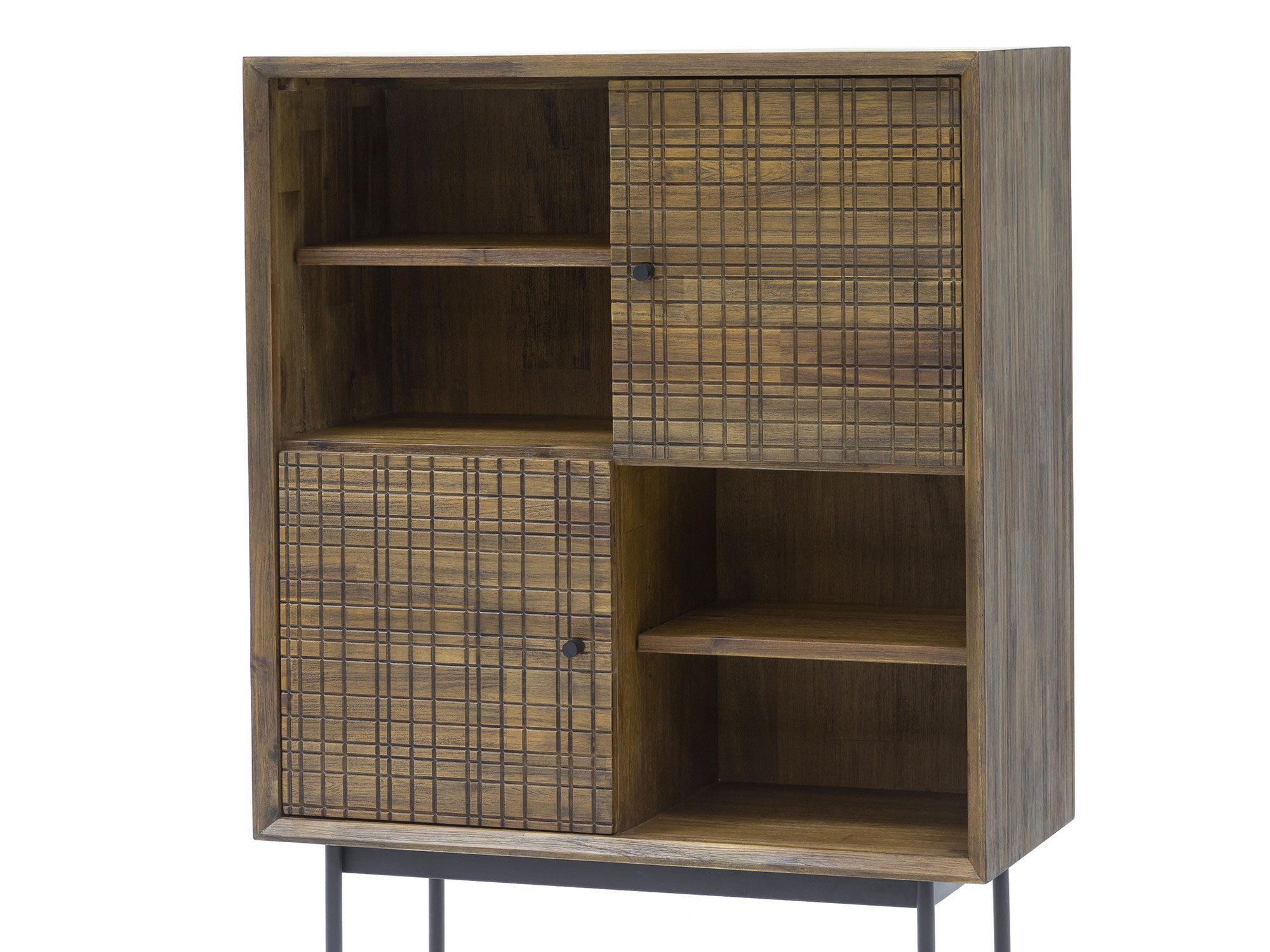 Stylowa komoda z drewna akacji z czarnymi nóżkami