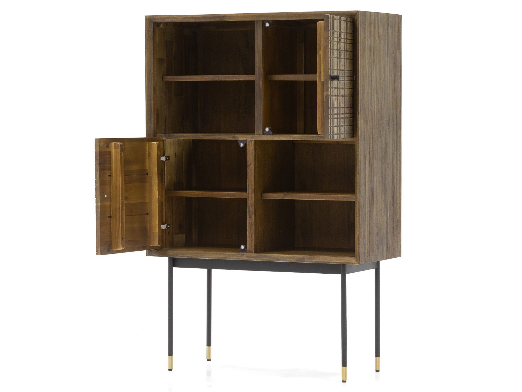 Komoda drewniana retro z 3D frontami z złotymi akcentami