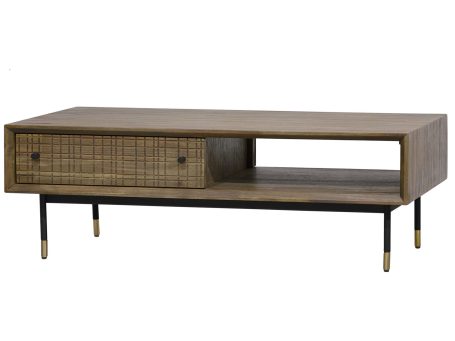 Ława drewniana w stylu retro z metalowymi nóżkami