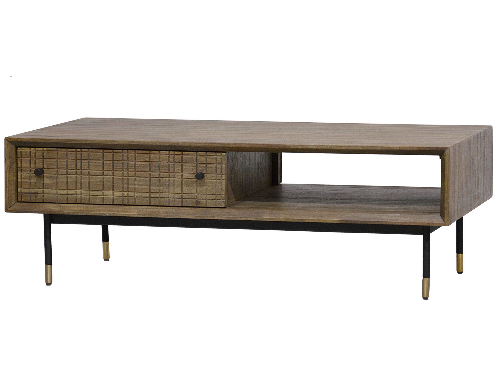 Ława drewniana w stylu retro z metalowymi nóżkami Ława drewniana w stylu retro z metalowymi nóżkami