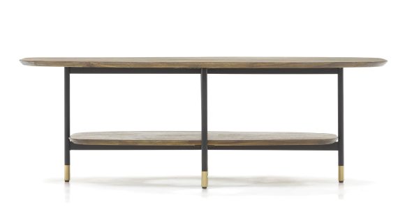 Miniaturka 3 - Klasyczny stolik kawowy z półką i złotymi nóżkami