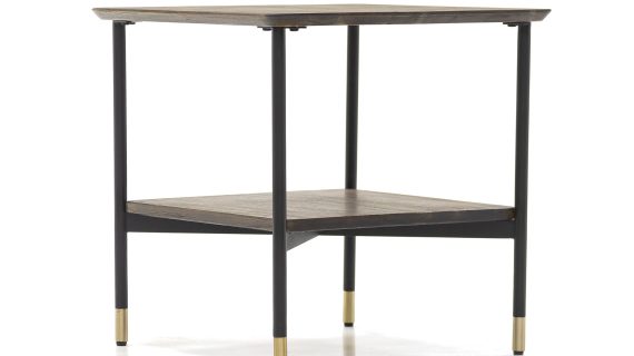 Miniaturka 1 - Stolik drewniany akacjowy ze złotymi akcentami