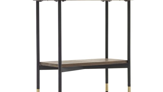 Miniaturka 2 - Wąski stolik industrialny z metalową ramą i złotymi