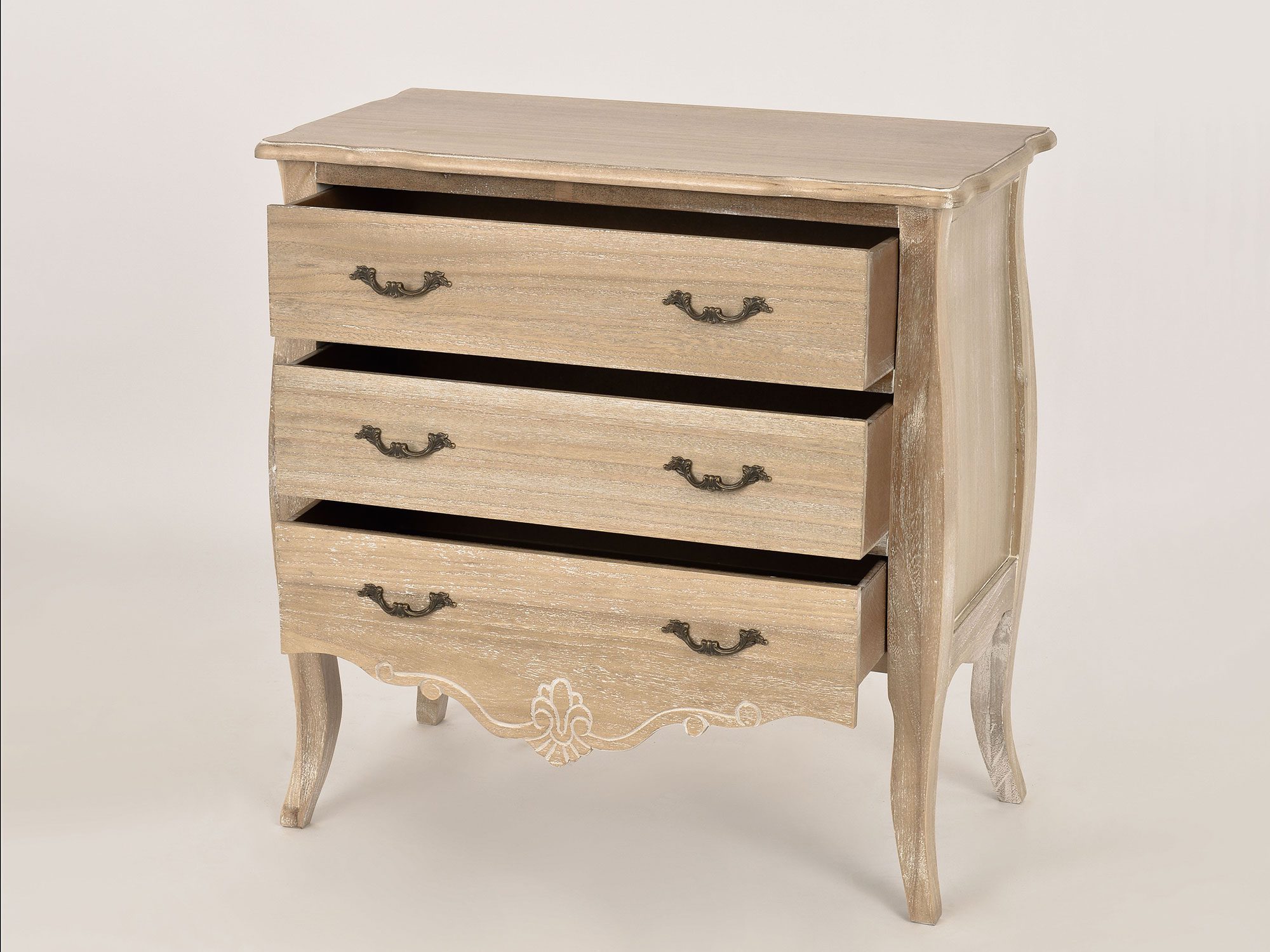 Komoda prowansalska z giętymi nogami i trzema szufladami