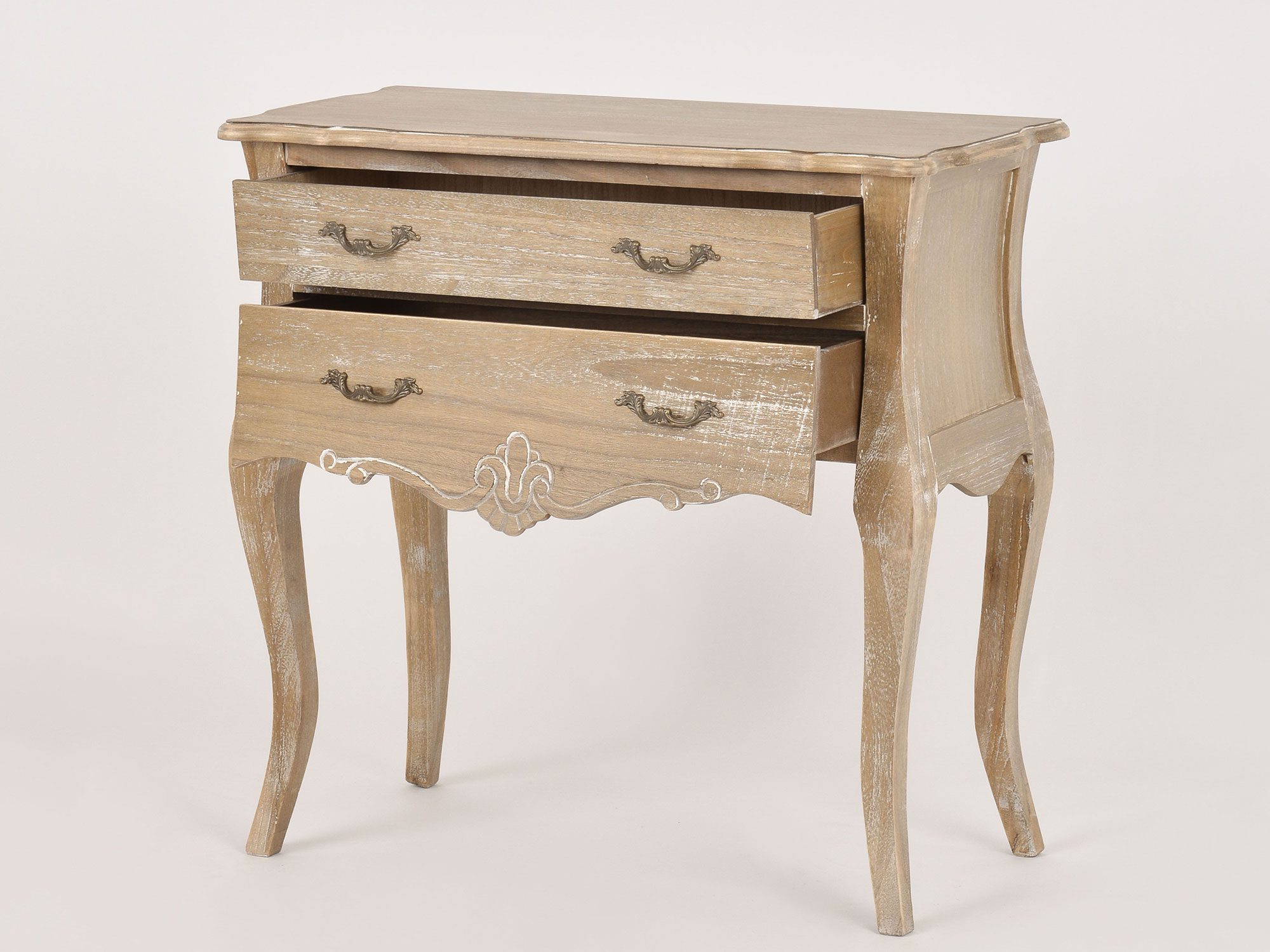 Komoda rustykalna z dwoma szufladami i toczonymi nogami