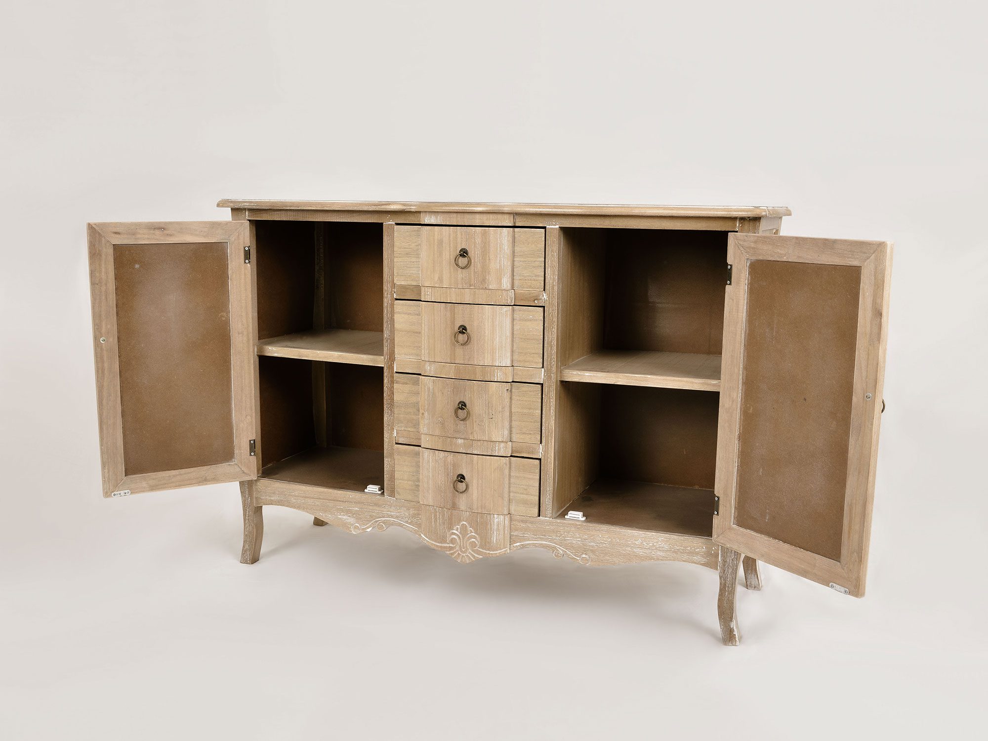 Drewniana komoda z drewna paulowni w stylu prowansalskim