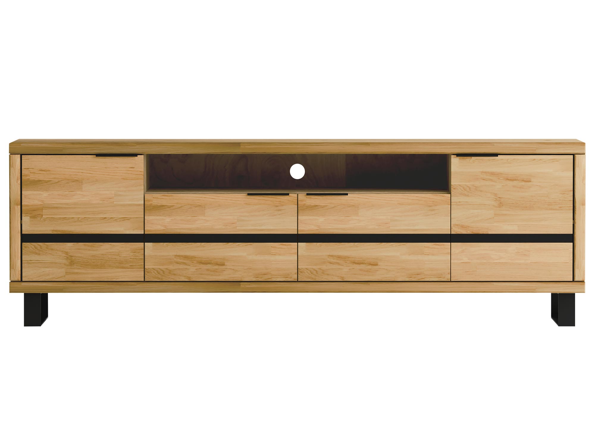 Szafka RTV z wnękami i czarnymi nogami