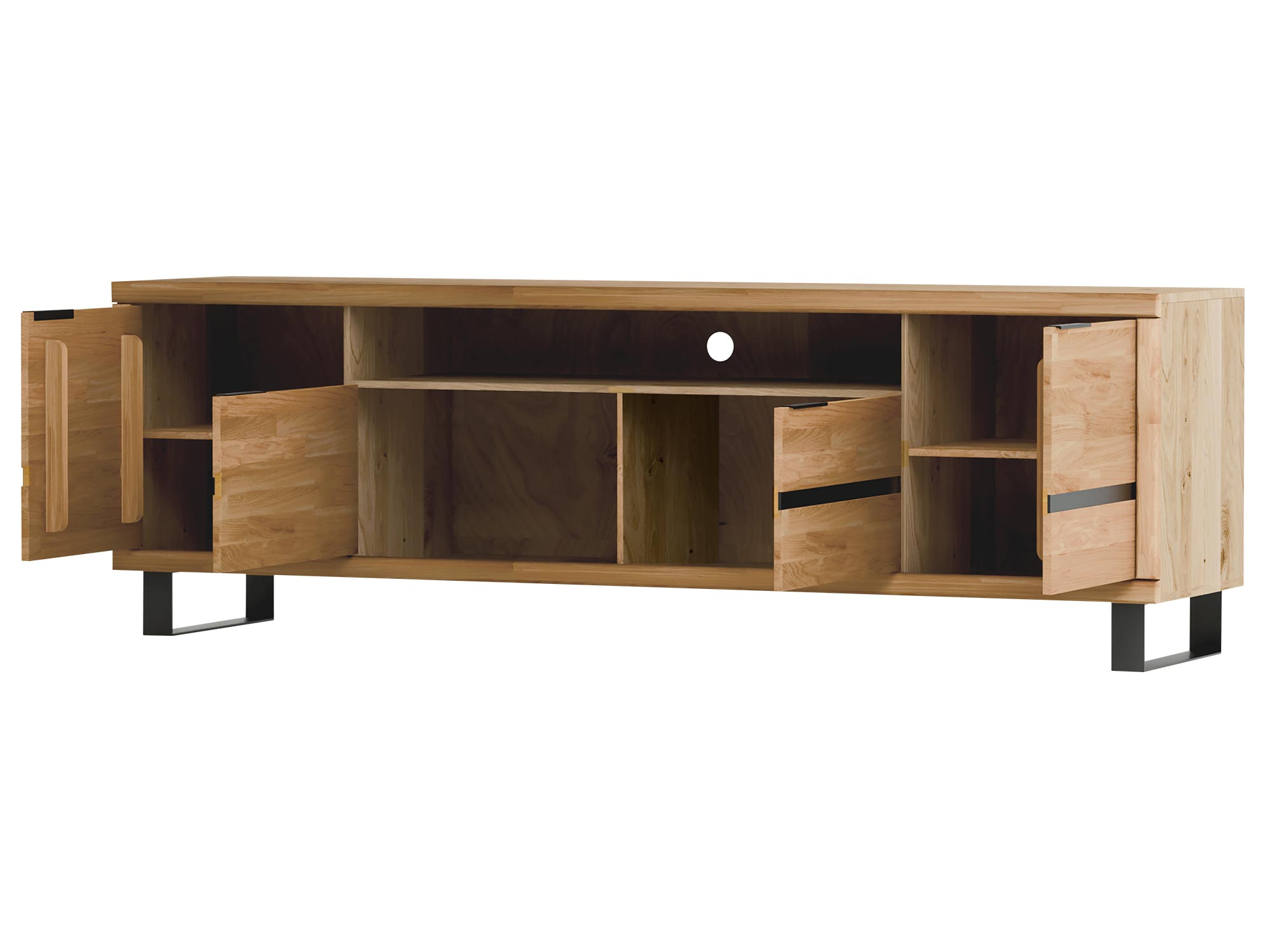 Szafka RTV z szufladami i półkami w industrialnym stylu